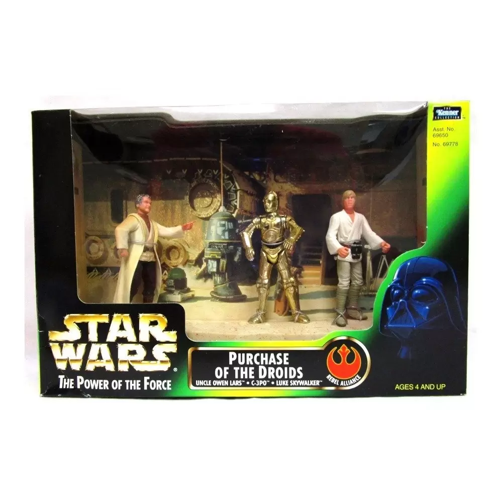 Details about   Hasbro Star Wars POTF THE PURCHASE OF THE DROIDS Boxed Set Luke Skywalker C-3PO