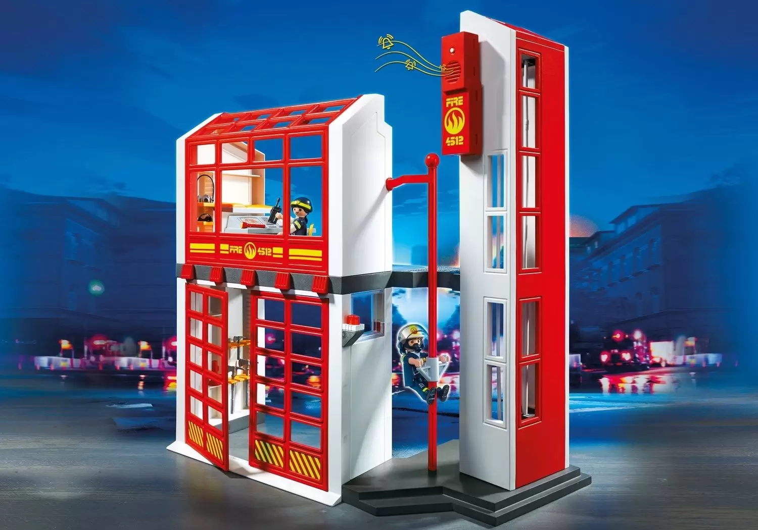 Playmobil Pompier - Caserne de pompiers avec alarme