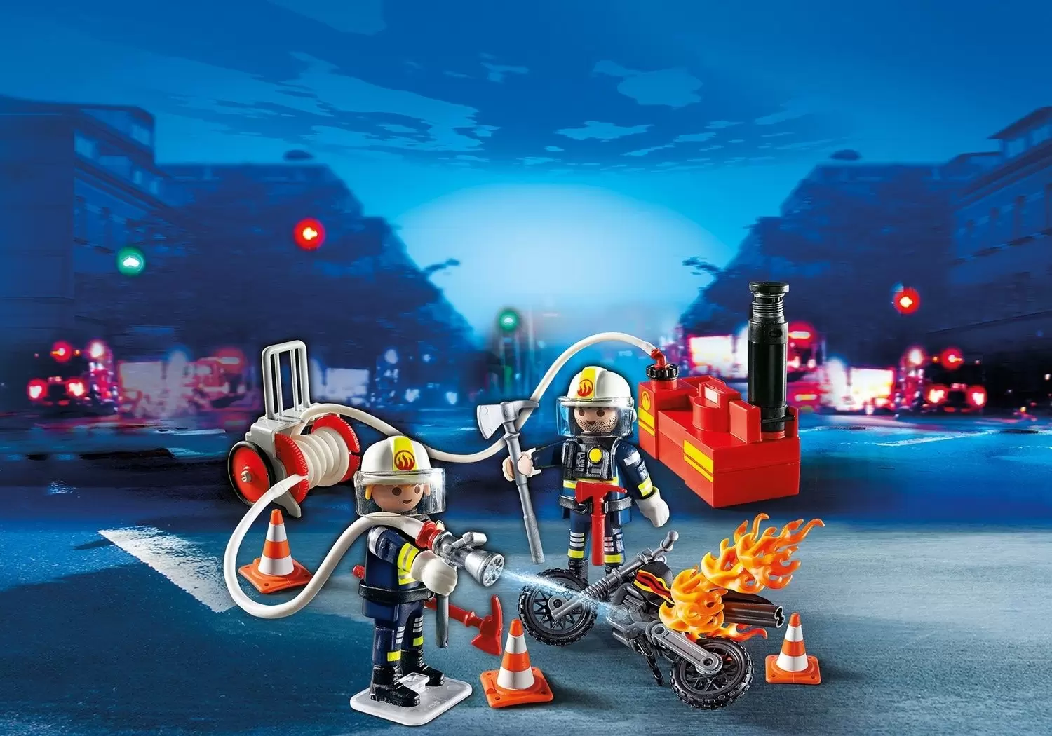 Playmobil Pompier - Pompiers avec lance à incendie