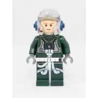 Rebel Pilot A-wing (Open Helmet, Dark Green Jumpsuit, Frown / Scared) (Arvel Crynyd)