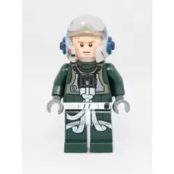 Rebel Pilot A-wing (Open Helmet, Dark Green Jumpsuit, Frown / Scared) (Arvel Crynyd)