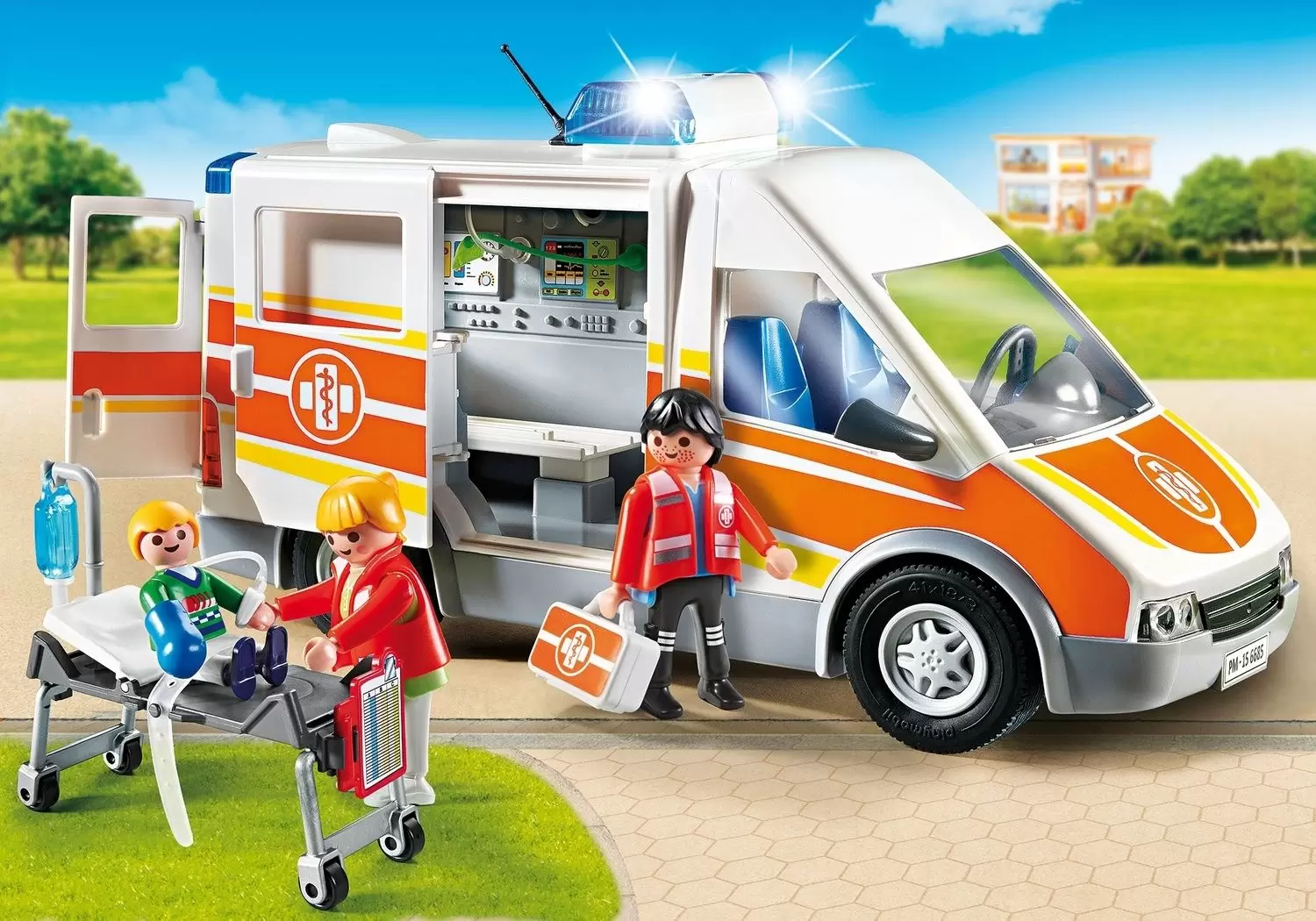 Playmobil Hôpital & Sauveteurs - Ambulance avec gyrophare et sirène