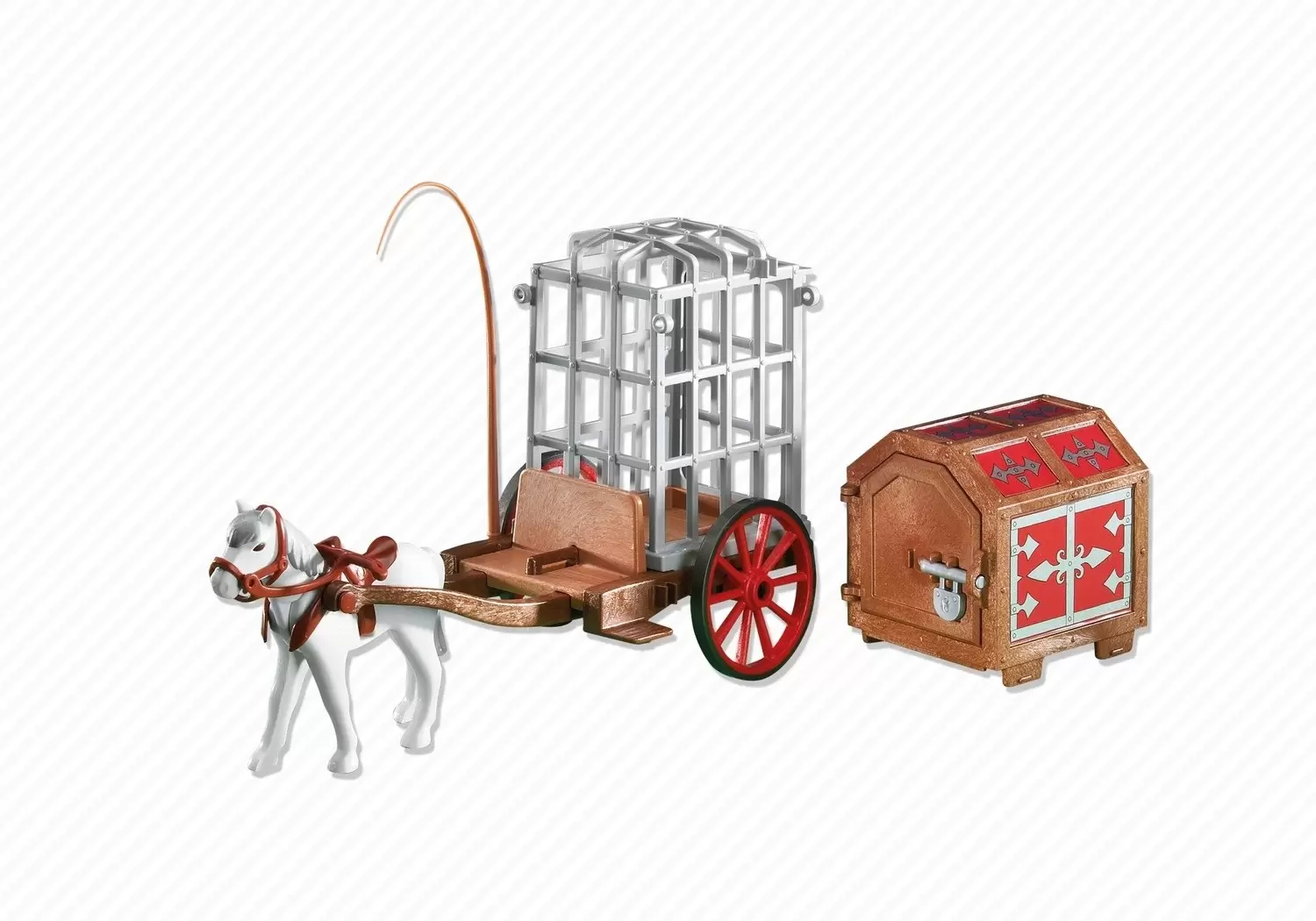 Playmobil Chevaliers - Charrette avec cage et coffre