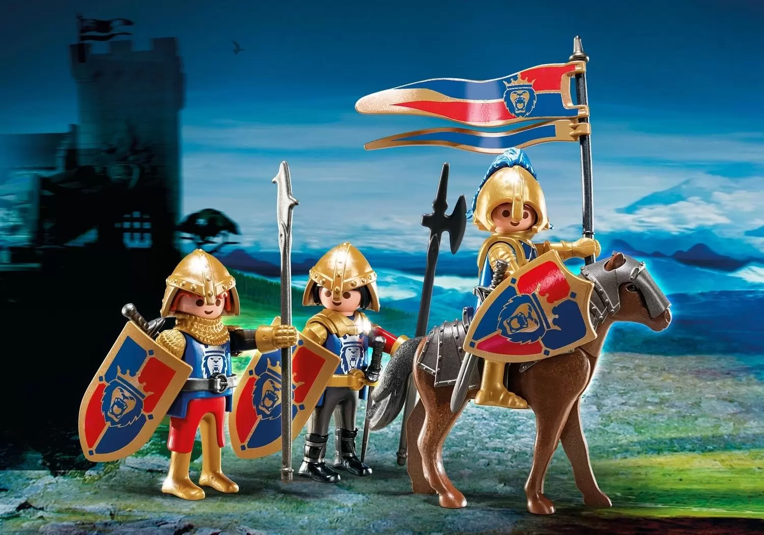 middle ages-yellow flag black knight of the lion 4163 Playmobil l748 