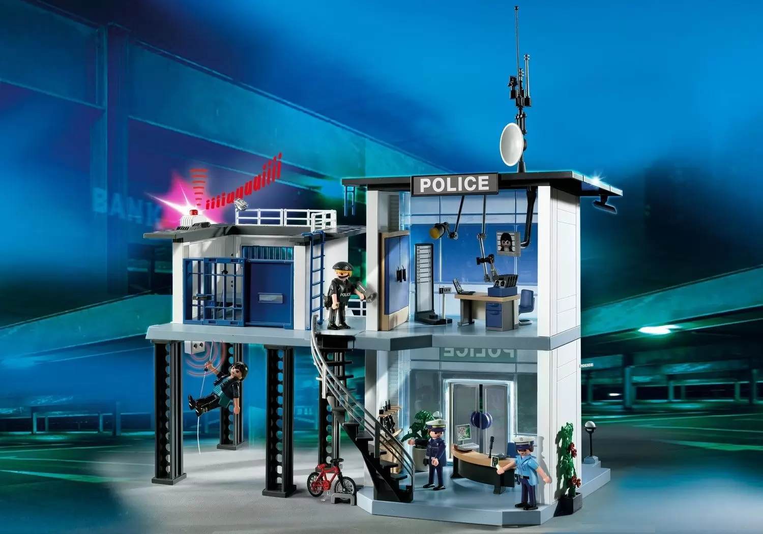 Playmobil Policier - Commissariat de police avec système d\'alarme