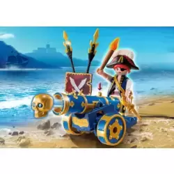 Blue Interactive Cannon with Pirate