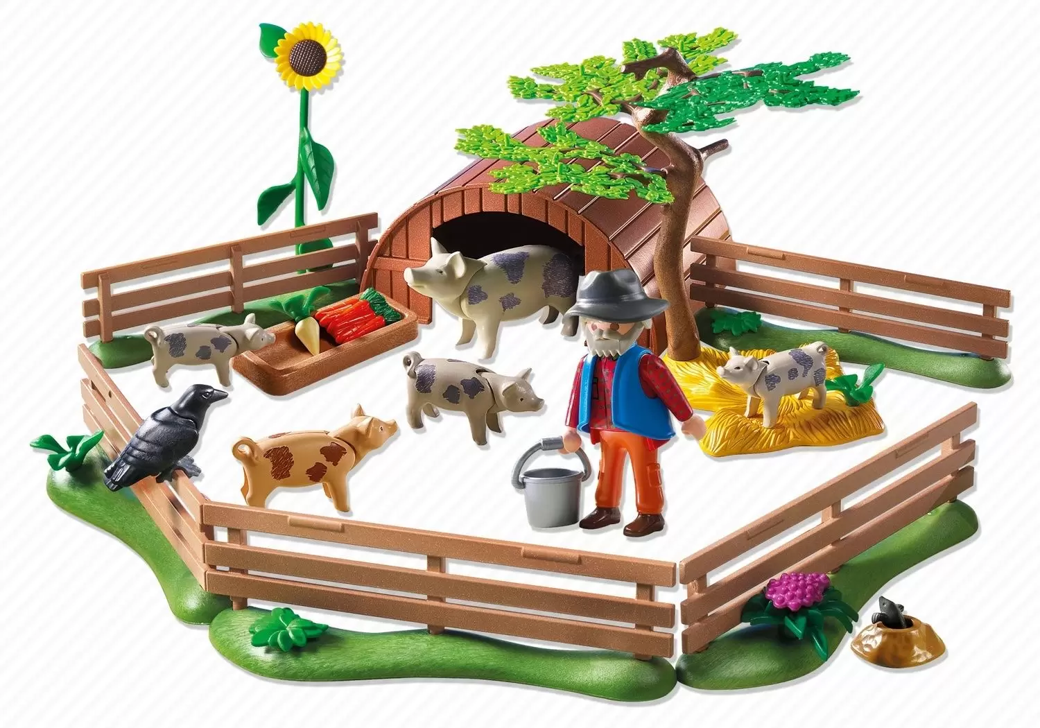 Playmobil Fermiers - Enclos et éleveur de cochons