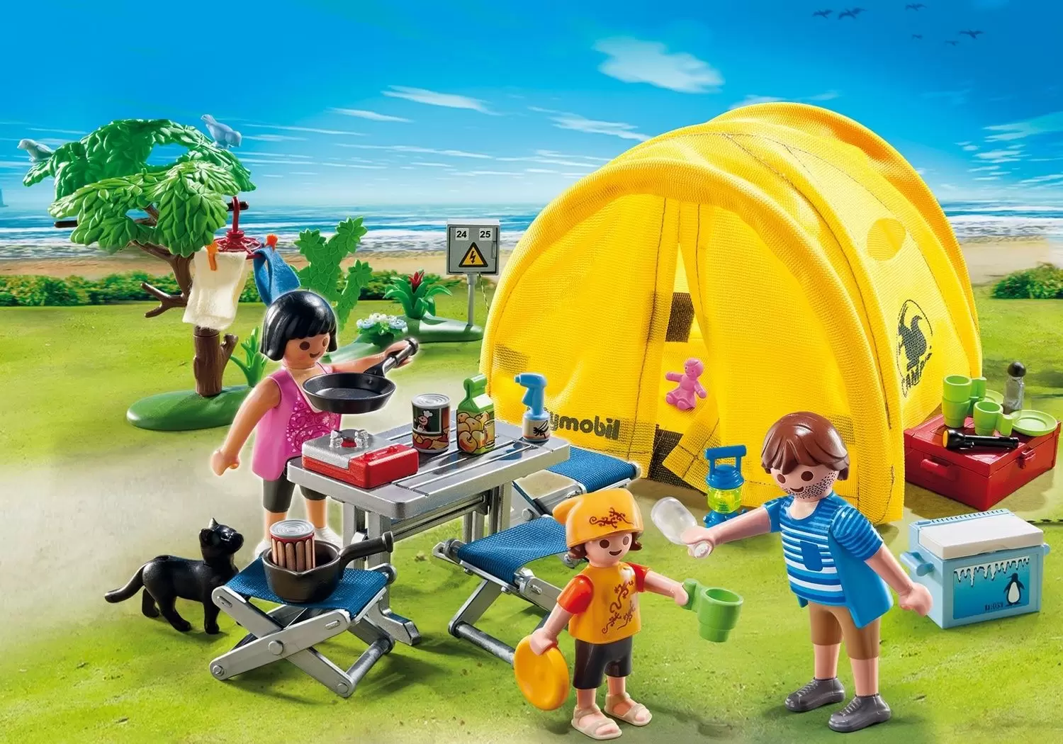 Playmobil en vacances - Famille et tente de camping