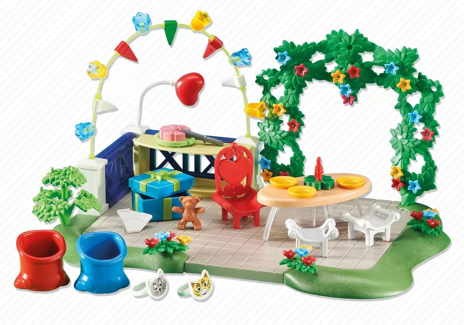 Playmobil dans la ville - Jardin avec décoration de fête