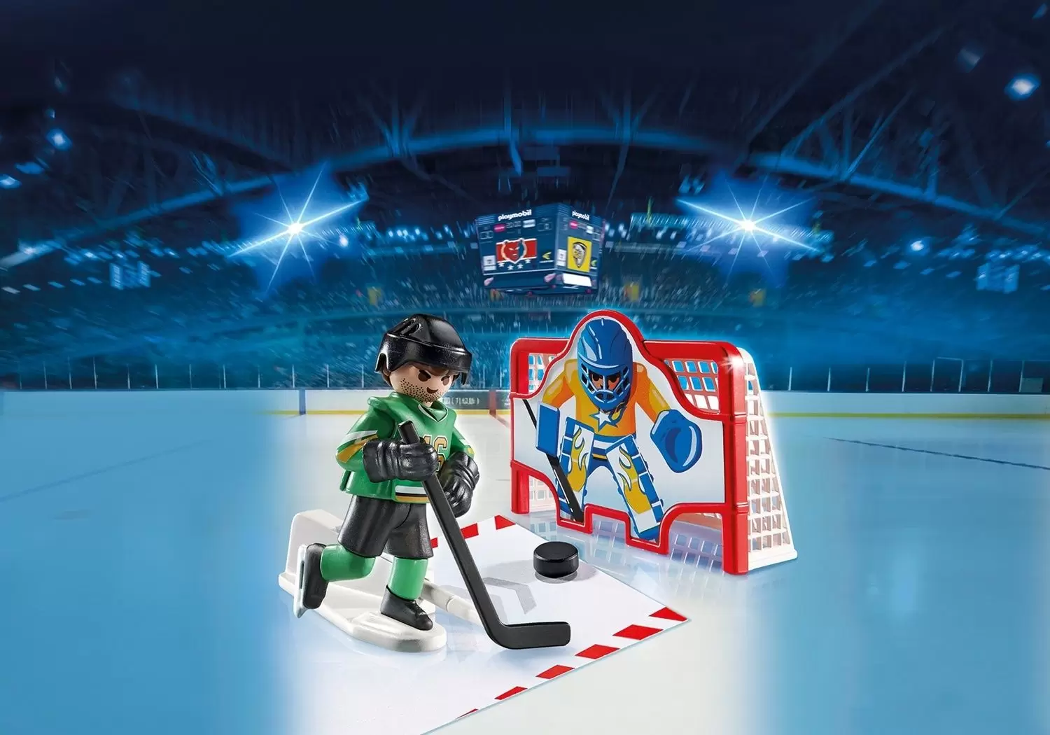 Playmobil Hockey sur Glace - NHL - Joueur de hockey avec cage d\'entraînement