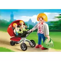 Mother with Twin Stroller