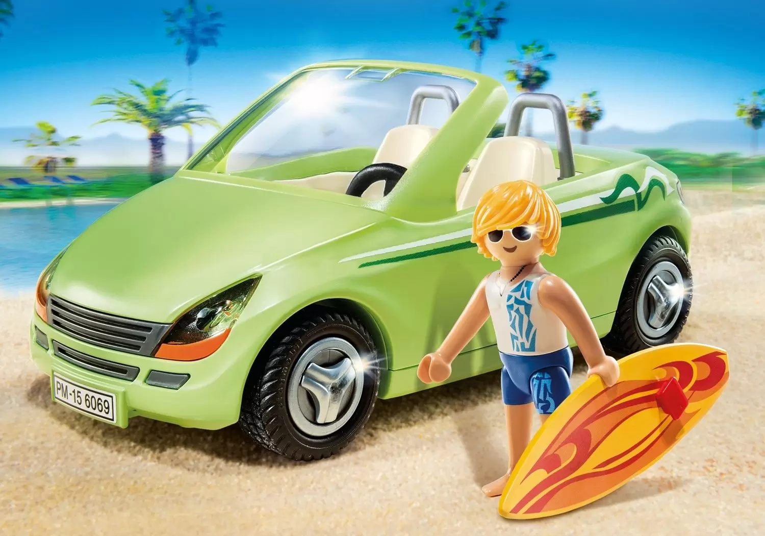 Playmobil en vacances - Surfeur et voiture décapotable