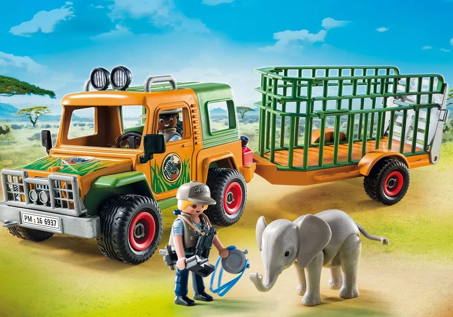 Playmobil Aventuriers - Véhicule avec éléphanteau et soigneurs