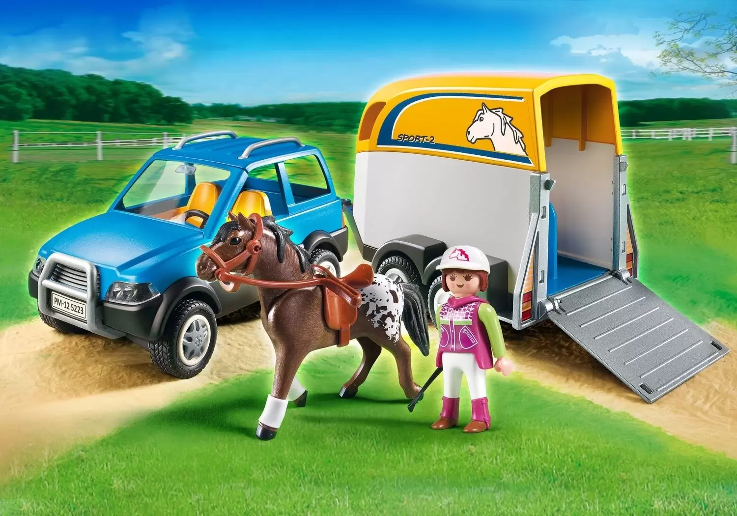 Playmobil équitation - Voiture avec remorque et cheval