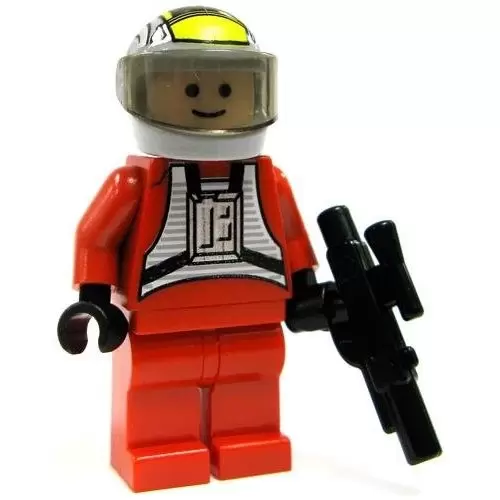 Minifigurines LEGO Star Wars - Rebel Pilot B-wing - Light Nougat Head, Light Bluish Gray Helmet, Trans-Black Visor, Red Flight Suit