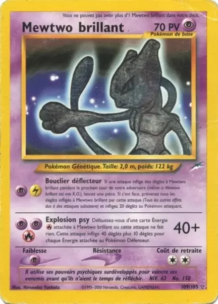 Mewtwo brillant - carte Pokémon 109/105 Neo Destiny