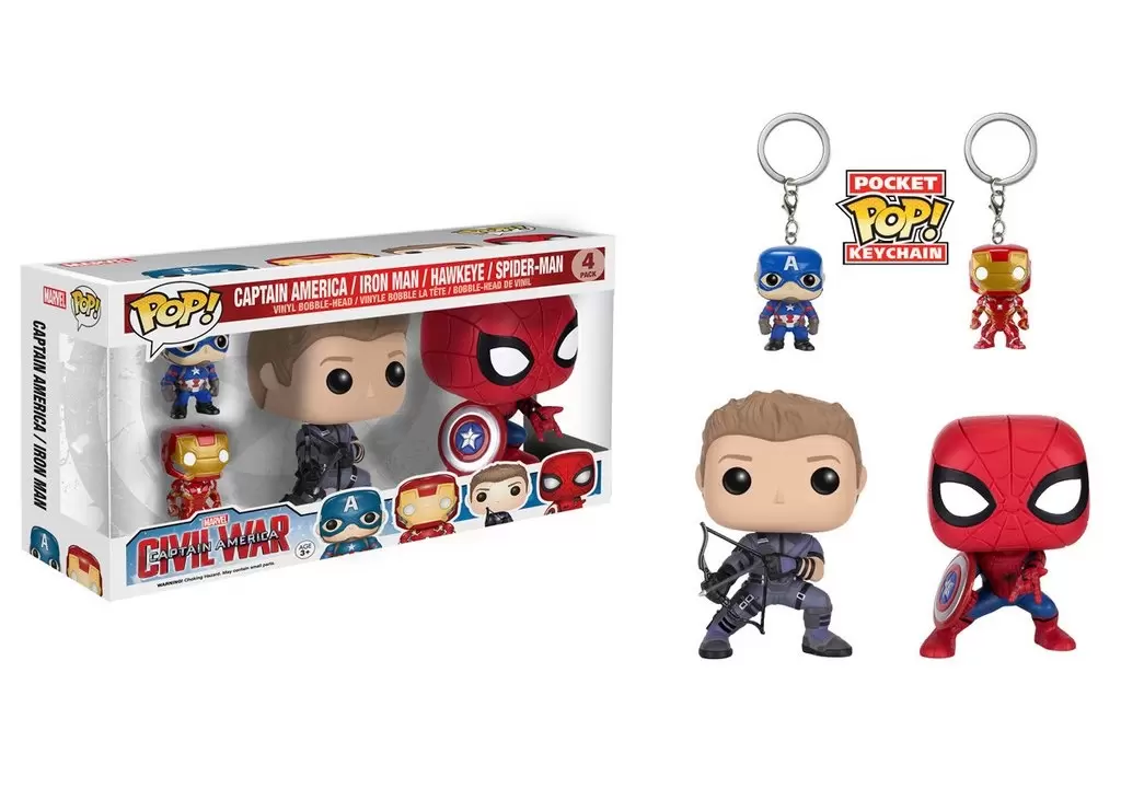 POP! MARVEL - Captain America 3 - Captain America, Iron Man, Hawkeye, Spider-Man 4-Pack