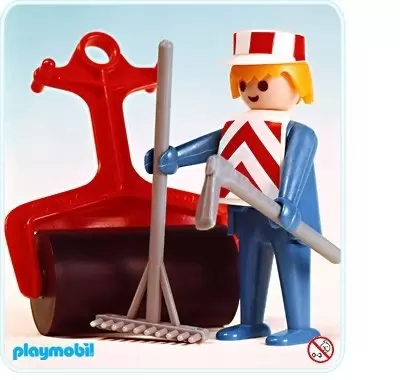 Playmobil Chantier - Ouvrier avec rouleau compresseur