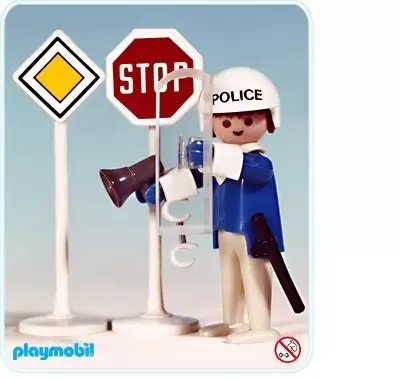 Police Playmobil - Policeman with 2 road signs