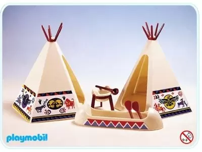 Playmobil Far West - Tente canoë et feu de camp