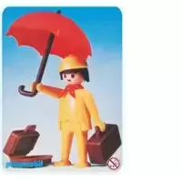Traveller with umbrella