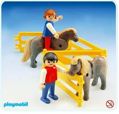 Playmobil Fermiers - 2 enfants et 2 poneys