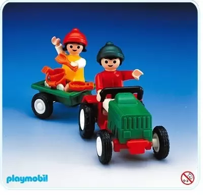 Playmobil Fermiers - Enfants avec tracteur et remorque