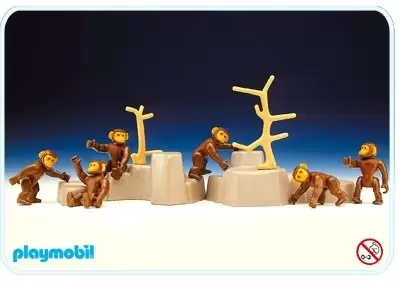 Playmobil Parc Animalier - 6 chimpanzés + arbre et rocher
