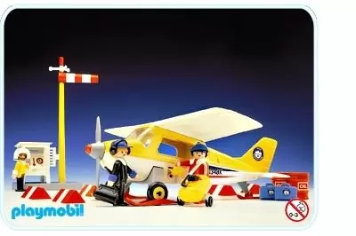 Playmobil Aéroport & Avions - Avion jaune et station météo