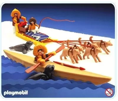 Playmobil Pôle Nord - Esquimaux traîneau et kayak