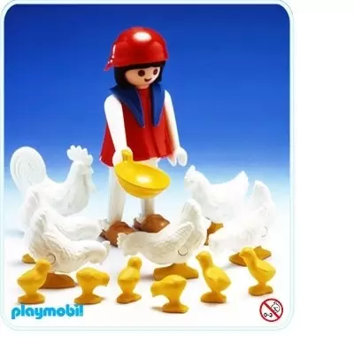 Playmobil Farmers - Farmer\'s Wife And Chickens