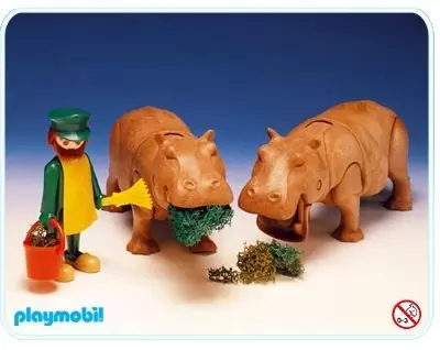 Playmobil Parc Animalier - Gardien et 2 hippopotames