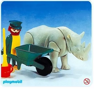 Playmobil Parc Animalier - Gardien de zoo et rhinocéros