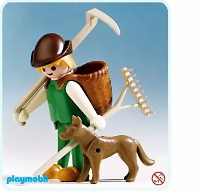Playmobil Chevaliers - Paysan et panier à dos