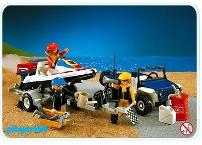 Playmobil Port & Plaisance - Voiture bleue avec remorque et bateau