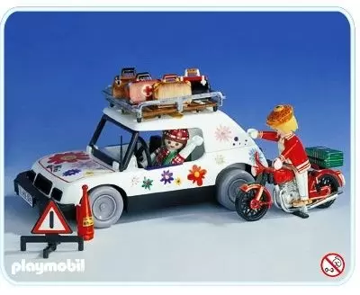 Playmobil COLOR - Voyageuse en voiture et motard