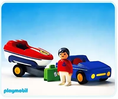 Playmobil 1.2.3 - Car With Boat Trailer