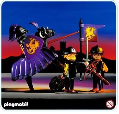 Playmobil Chevaliers - Chevalier noir et 2 écuyers