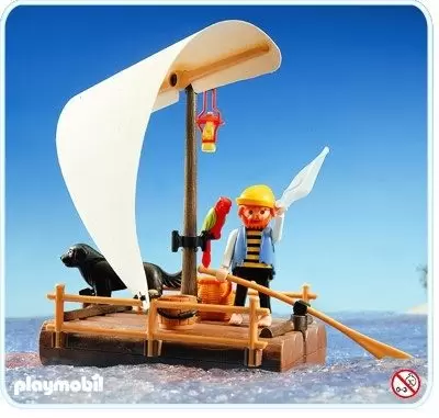 Pirate Playmobil - Pirate on raft (white sail)