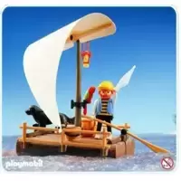 Pirate on raft (white sail)