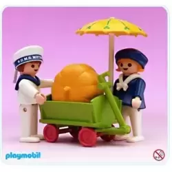 Children With Pumpkin Cart