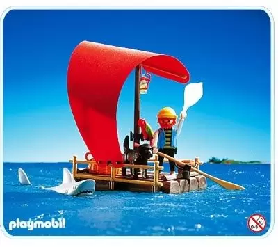 Pirate Playmobil - Pirate raft with shark (red sail)