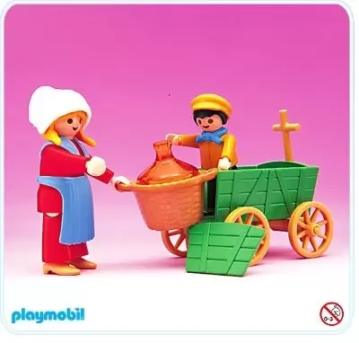 Playmobil époque Victorienne - Paysanne avec charrette et enfant