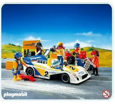 Playmobil Motor Sports - White Race Car With Crew