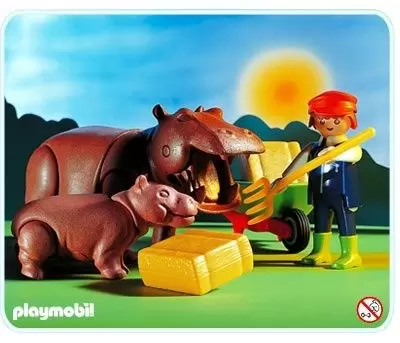 Playmobil Parc Animalier - Hippopotames et gardien