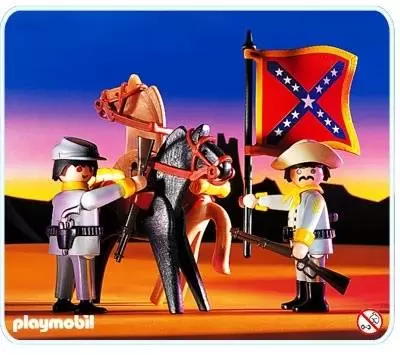 Playmobil Far West - 2 soldats sudistes avec étendard