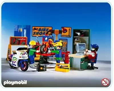 Playmobil dans la ville - Atelier réparation motos