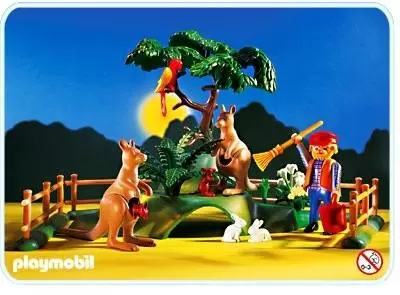 Playmobil Parc Animalier - Gardien et parc des kangourous