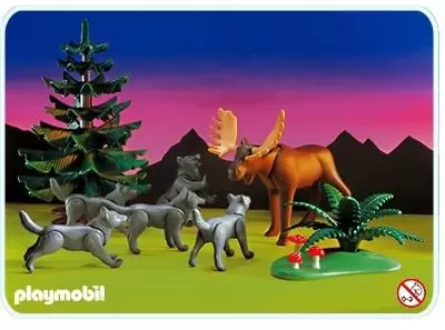 Plamobil Animal Sets - Wolf Pack And Moose