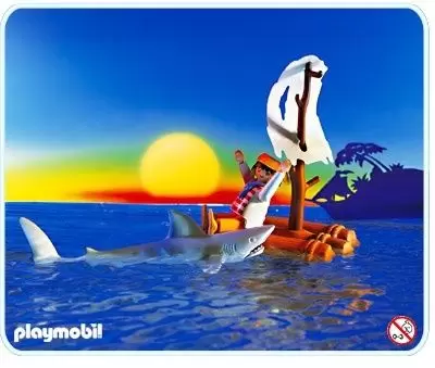 Playmobil Pirates - Naufragé sur radeau et requin